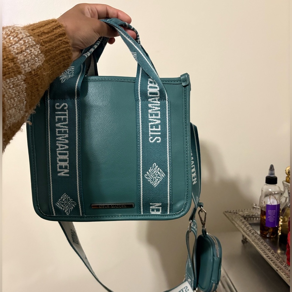 Steve Madden Teal Square Mini Tote